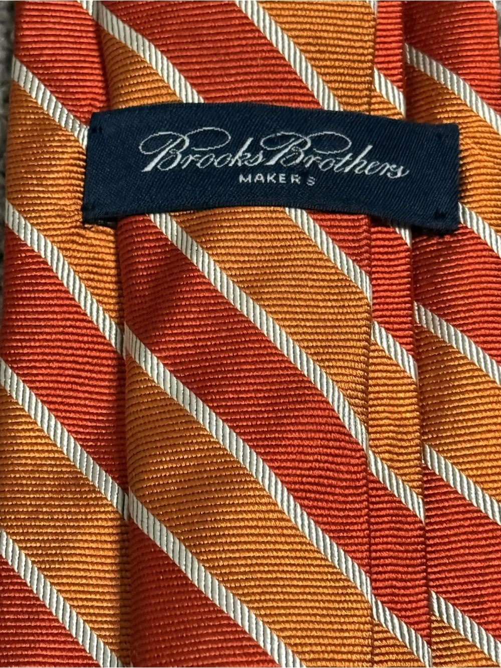 Brooks Brothers Striped Silk Tie in Orange and White